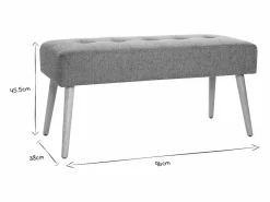 Miliboo Banco capitoné de tela efecto aterciopelado texturizado y madera clara 95 cm GUESTA