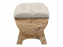 Hot Banco con almacenaje Madera maciza y tela 103 x 51 x 44 cm Crema