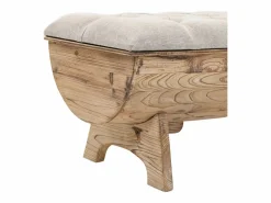 Hot Banco con almacenaje Madera maciza y tela 103 x 51 x 44 cm Crema