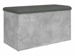 Banco con almacenaje madera ingeniería hormigón 82x42x45cm ES726652