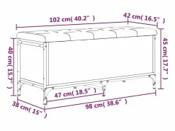 Online vidaxl Banco con almacenaje madera de ingeniería 102x42x45 cm Negro
