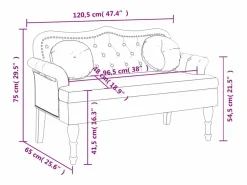 Outlet Banco con cojines marrón 120,5x65x75 cm piel sintética Banco Y Pie De Cama|Banco Y Pie De Cama