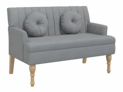 Banco con cojines tela claro 113x64,5x75,5 cm ES66033 Banco Y Pie De Cama|Banco Y Pie De Cama