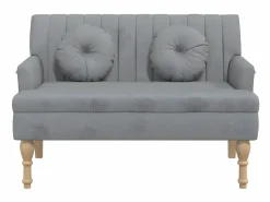 Banco con cojines tela claro 113x64,5x75,5 cm ES66033 Banco Y Pie De Cama|Banco Y Pie De Cama