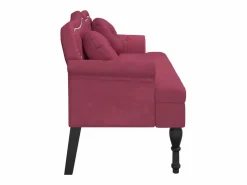 Best vidaxl Banco con cojines terciopelo tinto 120,5x65x75 cm Rojo