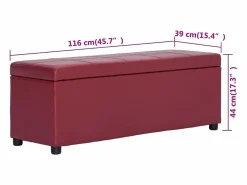 vidaxl Banco con espacio de almacenaje 116 cm piel sintética vino