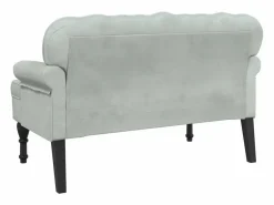 New vidaxl Banco con respaldo de terciopelo claro 119,5x64,5x75 cm Gris