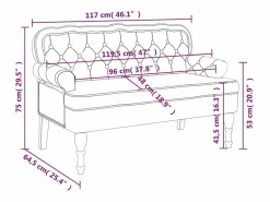 vidaxl Banco con respaldo terciopelo 119,5x64,5x75 cm