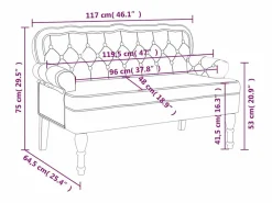 Sale Banco con respaldo Terciopelo 119,5x64,5x75 cm Banco Y Pie De Cama|Banco Y Pie De Cama