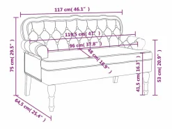 Discount vidaxl Banco con respaldo terciopelo color 119,5x64,5x75 cm Crema