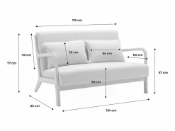 Banco de 2 plazas + sillón de madera con borreguito Conjunto Sofá Y Sillón