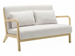 Banco de 2 plazas + sillón de madera con borreguito Conjunto Sofá Y Sillón