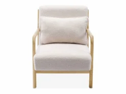 Banco de 2 plazas + sillón de madera con borreguito Conjunto Sofá Y Sillón