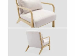 Banco de 2 plazas + sillón de madera con borreguito Conjunto Sofá Y Sillón