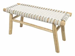 Rendez-Vous Déco Banco de 2 plazas de 90 cm tejido de macramé y rama de teca - Kira