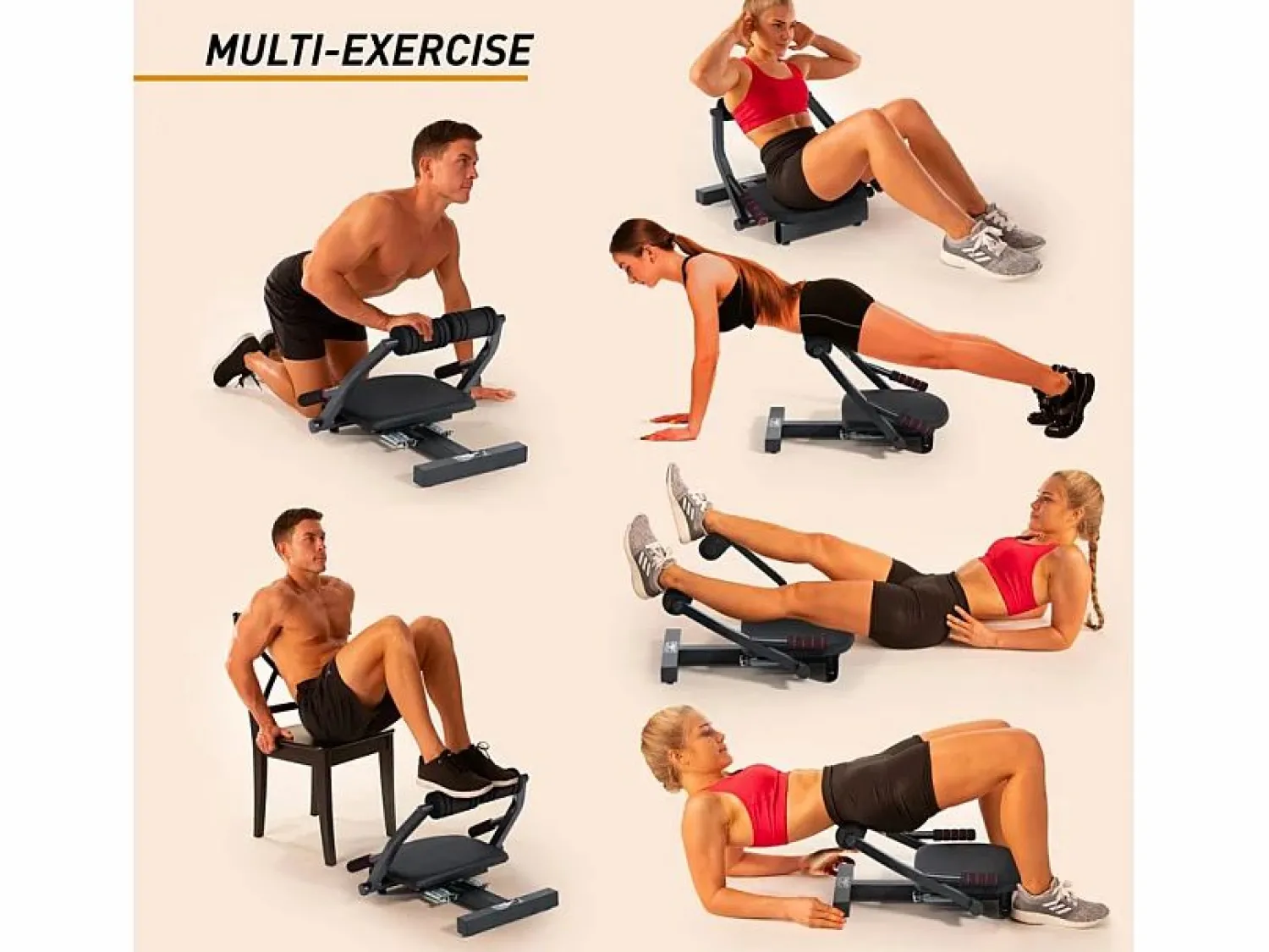 Online Banco de abdominales 6 en 1 multifunción para trabajar los músculos del core en casa Helios Aparato De Musculación