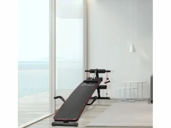 Sale Banco de abdominales ajustable con bandas de resistencia, acero, (137,5 x 55,5 x 50-68 cm) Negro