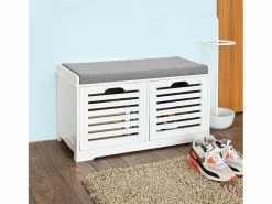 Sobuy Banco de Almacenamiento con Cojines y 2 Cubos de Entrada del Gabinete Dresser Zapato Cómodo Banco FSR23-K-W ES