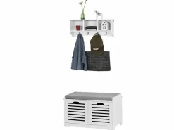 Sobuy Banco de Almacenamiento con Cojines y 2 Cubos de Entrada del Gabinete Dresser Zapato Cómodo Banco FSR23-K-W ES