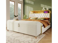 Discount ModernLuxe Banco de almacenamiento tapizado 165x38x46cm - Pana - Beige