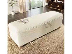 Discount ModernLuxe Banco de almacenamiento tapizado 165x38x46cm - Pana - Beige