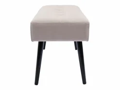 Miliboo Banco de diseño capitoné de terciopelo color topo y metal negro 95 cm GUESTA