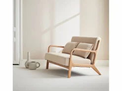 New Banco de diseño en madera y tela Sofá Escandinavo