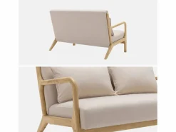 New Banco de diseño en madera y tela Sofá Escandinavo