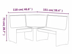 vidaxl Banco de esquina REINE madera maciza de pino marrón miel 151 cm