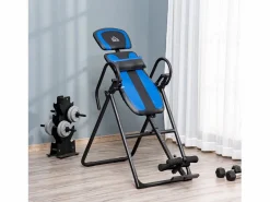 Discount Banco de inversión plegable, entrenador de gravedad con ruedas y respaldo ajustable, de metal y ABS, y azul (132 x 71 x 145 cm) Aparato De Musculación