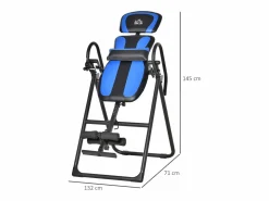 Discount Banco de inversión plegable, entrenador de gravedad con ruedas y respaldo ajustable, de metal y ABS, y azul (132 x 71 x 145 cm) Aparato De Musculación