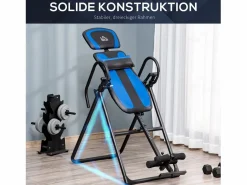 Discount Banco de inversión plegable, entrenador de gravedad con ruedas y respaldo ajustable, de metal y ABS, y azul (132 x 71 x 145 cm) Aparato De Musculación