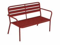 Sale MYLIA Banco de jardín de metal - - MIRMANDE de Rojo