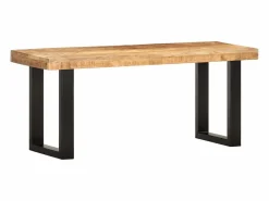 vidaxl Banco de madera maciza de mango sin tratar y acero 110 cm