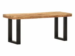 vidaxl Banco de madera maciza de mango sin tratar y acero 110 cm