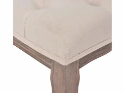 vidaxl Banco de madera maciza y lino crema 110x38x48 cm