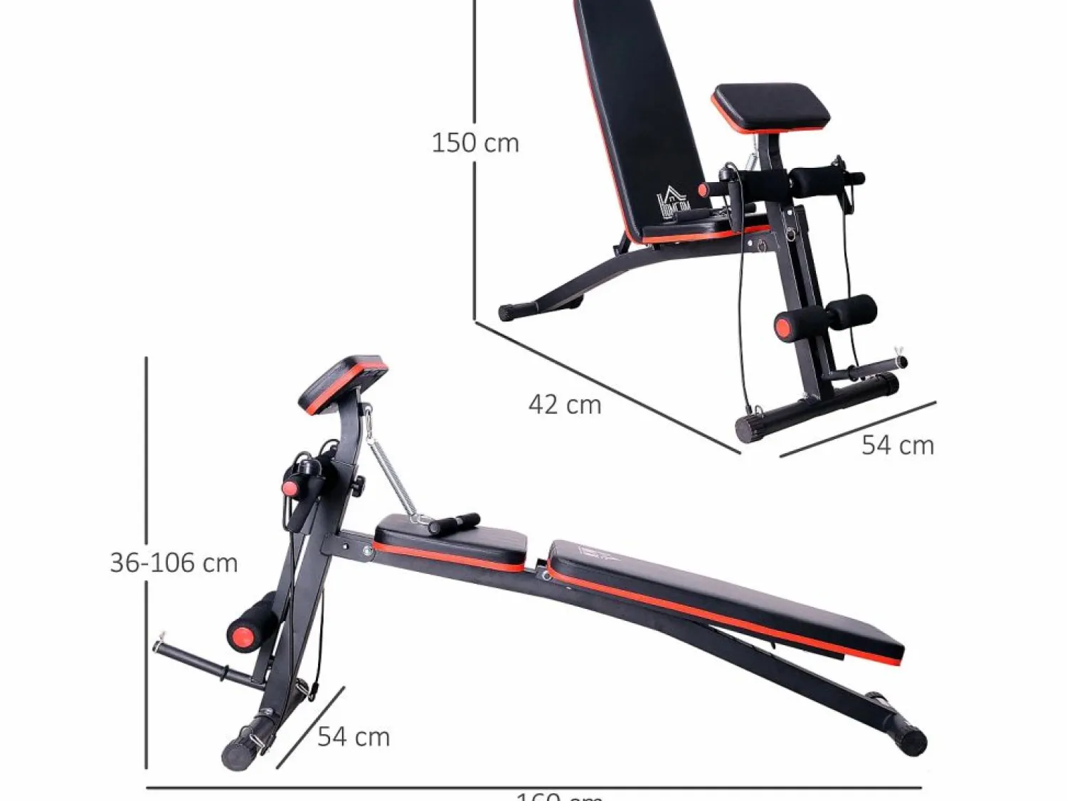 Discount Banco de mancuerna negro 54x160x106 cm Aparato De Musculación