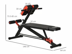 Outlet Banco de pesas multifuncional ajustable, de acero, color , con reposapiés y asiento regulable (64x146x73,5-85 cm) Aparato De Musculación