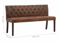 Clearance vidaxl Banco de piel de ante artificial marrón 148,5 cm Marru00f3n