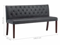 Hot vidaxl Banco de piel de ante artificial 148,5 cm Gris