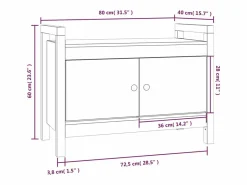 vidaxl Banco de recibidor madera maciza de pino 80x40x60 cm