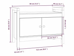 Best vidaxl Banco de recibidor madera maciza de pino 80x40x60 cm Blanco