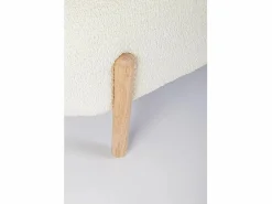 Hot Banco de tela blanca efecto bouclé y patas de madera de caucho - DAYLA Blanco