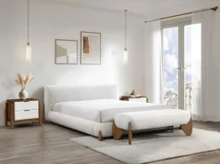 Online Banco de tela de rizo color blanco y natural - GAMURA Banco Y Pie De Cama|Banco Y Pie De Cama