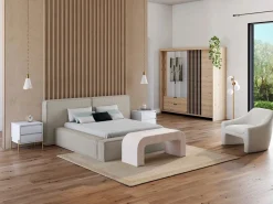 Clearance Banco de terciopelo de canalé con un color - CALVELO Banco Y Pie De Cama|Banco Y Pie De Cama