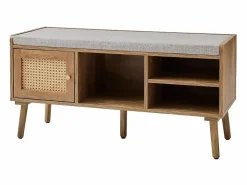 Discount Calicosy Banco de zapatos de 1 puerta con fachada de ratán y 3 nichos abiertos L100 cm - PALMO Beige