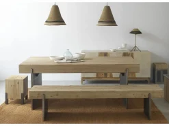 Best Banco efecto madera abeto con patas lacadas en color metal Marru00f3n