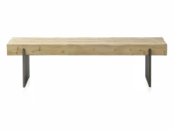 Best Banco efecto madera abeto con patas lacadas en color metal Marru00f3n