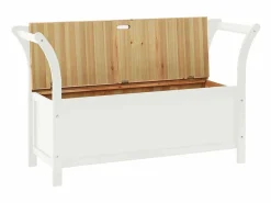 Online vidaxl Banco madera maciza abeto blanco 107x45x75,5 cm Color natural claro / Blanco