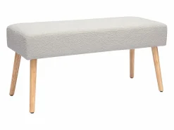 Discount Banco nórdico capitoné de borreguillo y madera clara 96 cm GUESTA Banco Y Pie De Cama|Banco Y Pie De Cama